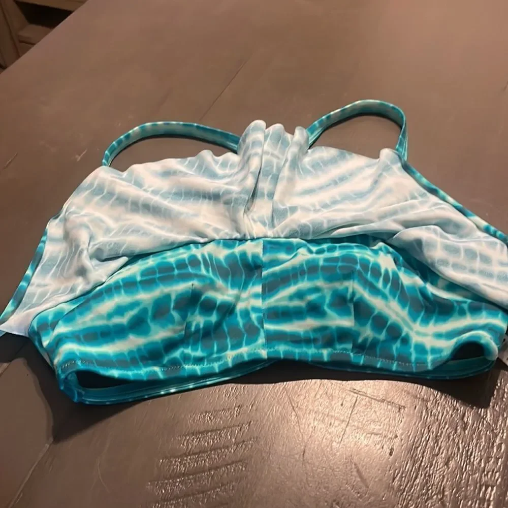 PINK Victoria’s Secret tie dye racerback flounce swim top SZ Xsmall